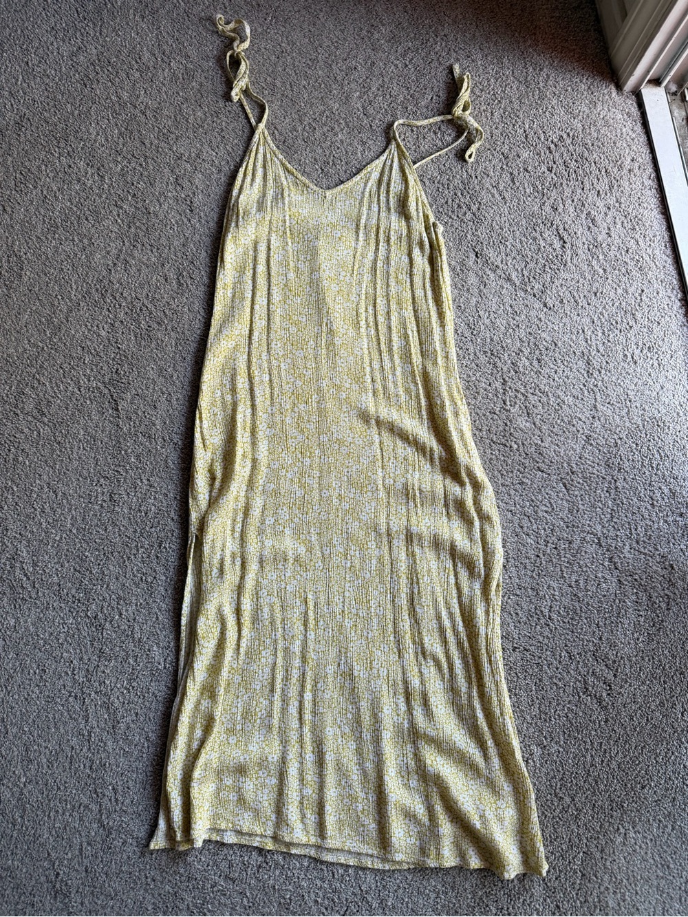 Billabong Yellow Floral Tie-Shoulder Maxi Dress